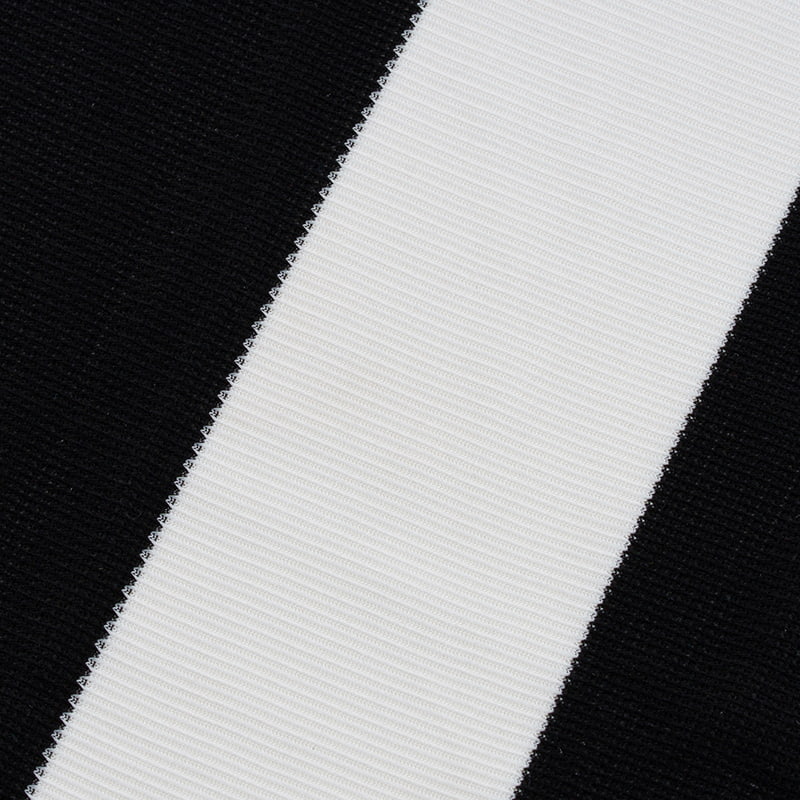 Black and White Striped Mesh Warp Knit Fabric